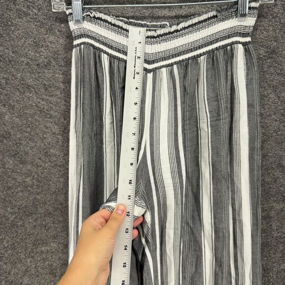 Peyton Jensen Pants Women XS Gray Striped High Rise Chino Flat Front Wide Leg - Picture 5 of 9